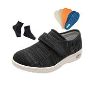 Scarpe Ortopediche Esterno, Scarpe Da Passeggio Comode Da Uomo Regolabili Antiscivolo Per Diabetici Per Edemi, Leggere Traspiranti Artrite Che Ingrassa Si Allarga, Anziani Neuropatia(Black Gray,43 EU)
