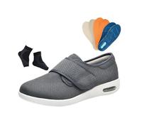 Scarpe Ortopediche Extra Larghe Regolabili da Uomo in Rete Traspirante per Diabetici, Scarpe Leggere E Antiscivolo con Supporto Plantare per Piedi Gonfi, Edema Diabetico, Artrite Edema(Gray,47 EU)