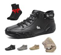 Scarpe Ortopediche Impermeabili da Uomo Anthoern, Stivali Alti in Pelle Scamosciata Fatti a Mano, Scarpe Beck Leggere e Traspiranti Antiscivolo(Black,42 EU)