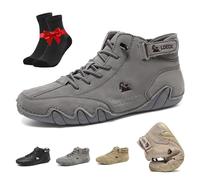 Scarpe Ortopediche Impermeabili da Uomo Anthoern, Stivali Alti in Pelle Scamosciata Fatti a Mano, Scarpe Beck Leggere e Traspiranti Antiscivolo(Grey,41 EU)