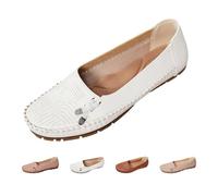 Scarpe ortopediche in pelle, leggere, antiscivolo, traspiranti, per donne, ortopediche, morbide, con supporto per l'arco plantare, mocassini da donna, comode, in pelle, bianco, 40 EU