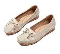 Scarpe Ortopediche in Pelle, Mocassini Eleganti Slip-on con Fiocco | Elegante pelle leggera, antiscivolo traspirante, ortopedica, slip-on e premium