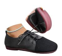 Scarpe ortopediche morbide e flessibili, con lacci, in finta pelle, mocassini da donna, stile retrò, larghi, mocassini ortopedici morbidi e leggeri, Nero A, 0 UK Wide