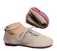 Scarpe ortopediche morbide e flessibili, con lacci, in finta pelle, mocassini da donna, stile retrò, larghi, mocassini ortopedici morbidi e leggeri, Beige A., 0 UK Wide