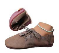 Scarpe ortopediche morbide e flessibili, Lace Up Faux Leather Flats for Women Retro Wide Fit Lightweight Orthopedic Shoe for Fall Winter, B marrone., 36 EU