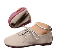 Scarpe ortopediche morbide e flessibili, Lace Up Faux Leather Flats for Women Retro Wide Fit Lightweight Orthopedic Shoe for Fall Winter, B beige., 38 EU