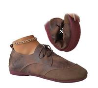 Scarpe ortopediche morbide e flessibili, Lace Up Faux Leather Flats for Women Retro Wide Fit Lightweight Orthopedic Shoe for Fall Winter, A marrone., 41 EU