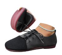 Scarpe ortopediche morbide e flessibili, Lace Up Faux Leather Flats for Women Retro Wide Fit Lightweight Orthopedic Shoe for Fall Winter, B Black, 42 EU