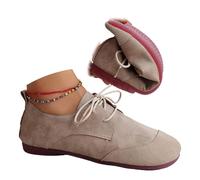 Scarpe ortopediche morbide e flessibili, Lace Up Faux Leather Flats for Women Retro Wide Fit Lightweight Orthopedic Shoe for Fall Winter, A beige., 42 EU