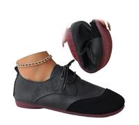 Scarpe ortopediche morbide e flessibili, Lace Up Faux Leather Flats for Women Retro Wide Fit Lightweight Orthopedic Shoe for Fall Winter, A Black, 40 EU