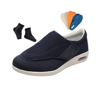 Scarpe Ortopediche Per Diabetici, Scarpe Da Uomo Traspiranti, Larghe E Regolabili Adatte A Camminare Con Il Piede Diabetico Adatte A Chi Soffre Di Edema, Ginnastica Traspiranti Edema(Dark blue,37 EU)