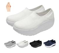 Scarpe Ortopediche per Donna a Vestibilità Larga, Scarpe da Ginnastica con Zeppa per Donna Senza Lacci, Mocassini con Zeppa e Plateau Comodi per Camminare (Bianco, 39EU)