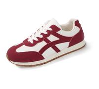Scarpe Ortopediche Scarpe Casual Taglie Forti Europee e Americane per la Primavera e l'autunno da Donna Sportive in Mesh Color Block con Punta Tonda Punta Tonda (Red, 37)