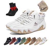 Scarpe Ortopediche Traspiranti Impermeabili Vogldeck, Stivali Alti in Pelle Scamosciata Fatti a Mano, Scarpe Beck Leggere e Traspiranti Antiscivolo(White,38 EU)