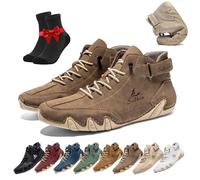 Scarpe Ortopediche Traspiranti Impermeabili Vogldeck, Stivali Alti in Pelle Scamosciata Fatti a Mano, Scarpe Beck Leggere e Traspiranti Antiscivolo(Khaki,42 EU)