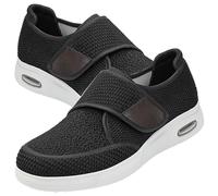 Scarpe Ortopediche Uomo con Strappo Estive Anziani Uomo per Diabetici Comode Camminare predisposte Modello Plantare anatomico Estraibile automodellanti Quindi Adatte(Black,35 EU)