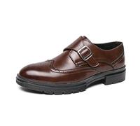 Scarpe Oxford Brogue da uomo con cinturino singolo Monk e punta a punta con suola a punta for matrimoni di lavoro aziendali(Brown,44 EU)