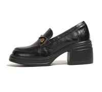 Scarpe Oxford con Camelia in Metallo Mocassini Tacco Grosso Stile Britannico per Divisa Scolastica e Ufficio,Nero,38 EU