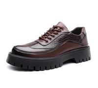 Scarpe Oxford con punta ad ala da uomo - Piattaforma spessa con suola spessa con lacci Scarpe formali per il tempo libero da lavoro per matrimonio ufficio nero marrone