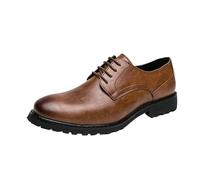 Scarpe Oxford da uomo con lacci, in pelle impermeabile, antiscivolo, scarpe formali da ballo e da matrimonio(Brown,38 EU)