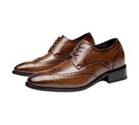 Scarpe Oxford da uomo in pelle con punta a di rondine, stile britannico, stringate, traspiranti, basse e rialzate, for abiti eleganti e smoking(Brown,39 EU)