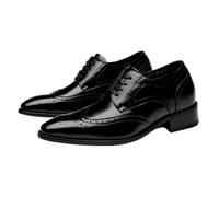 Scarpe Oxford da uomo in pelle con punta a di rondine, stile britannico, stringate, traspiranti, basse e rialzate, for abiti eleganti e smoking(Black,40 EU)