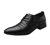 Scarpe Oxford da uomo per Business Matrimonio Scarpa Uomo Città Traspirante Scarpa Vestito Comfort Mocassino Uomo Pelle Impermeabile Oxford e Derbies Urban Style Scarpe basse, 01 Nero, 47 EU