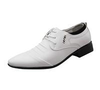 Scarpe Oxford da uomo per Business Matrimonio Scarpa Uomo Città Traspirante Scarpa Vestito Comfort Mocassino Uomo Pelle Impermeabile Oxford e Derbies Urban Style Scarpe basse, 01 Bianco, 41 EU