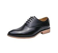 Scarpe Oxford da Uomo Stringate Casual Punta Liscia Pelle Vegana Suola in Gomma Antiscivolo Uniforme Antiscivolo Resistente allo Scivolamento(Black,44 EU)