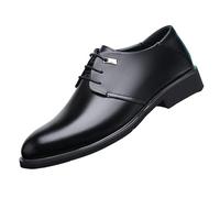 Scarpe Oxford Eleganti da Uomo in Pelle Spagnola, con Lacci, Punta Tonda, Tacco a Blocco, Antiscivolo, comode, Casual, alla, Formali(Black,39 EU)