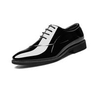 Scarpe Oxford Uomo Eleganti Derby Stringate Lucide con Punta in Pelle Verniciata Antiscivolo Low Top Antiscivolo Prom,Nero,39 EU