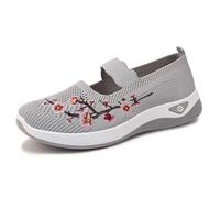 Scarpe Palestra Donna Comode E Morbide da Casual estive in Tessuto con Design Comodo Ricamo Suola Morbida per Tempo Libero Cinturino Branding Stile Femminile (Grey, 36)