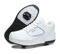 Scarpe Pattini Bambina per Bambini, Scarpe da Skateboard a Due Ruote, Sneakers con Ruote rRegolabili, Scarpe da Skateboard per Pasqua, Compleanno, Natale