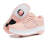 Scarpe Pattini Bambina per Bambini, Scarpe da Skateboard a Due Ruote, Sneakers con Ruote rRegolabili, Scarpe da Skateboard per Pasqua, Compleanno, Natale