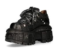 Scarpe Pelle Militare Unisex NEW ROCK Originale Piattaforma M.TANK120NSHLACE-S1, Nero , 44 EU