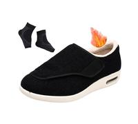 Scarpe per Anziani Regolabili, Scarpe Invernali da Uomo Termiche Foderate in Pile Ortopediche Regolabili per Diabetici, Calzature Ortopediche Extra Larghe Comode, Artrite, Fascite(C Black,53 EU)