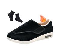 Scarpe per Anziani Regolabili, Scarpe Invernali da Uomo Termiche Foderate in Pile Ortopediche Regolabili per Diabetici, Calzature Ortopediche Extra Larghe Comode, Artrite, Fascite(B Black,43 EU)