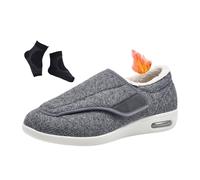 Scarpe per Anziani Regolabili, Scarpe Invernali da Uomo Termiche Foderate in Pile Ortopediche Regolabili per Diabetici, Calzature Ortopediche Extra Larghe Comode, Artrite, Fascite(Gray,46 EU)