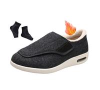 Scarpe per Anziani Regolabili, Scarpe Invernali da Uomo Termiche Foderate in Pile Ortopediche Regolabili per Diabetici, Calzature Ortopediche Extra Larghe Comode, Artrite, Fascite(Dark Gray,46 EU)