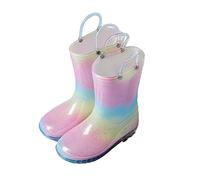 Scarpe per bambini Light Up Stivali da pioggia per ragazze Scarpe da pioggia e stivali tinta unita con maniglie facili, A, 30 EU