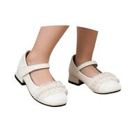 Scarpe per bambini - Scarpe comode per ragazze con tacchi eleganti, decorate con fiocco di perle da sera per tutte le occasioni