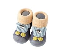 Scarpe per calzini per neonati, calde, per attività all'aperto, per bambini a partire da 1 anno, con motivi a fumetto, antiscivolo, suola morbida per bambini, calzini traspiranti, Blu marino, 21 EU