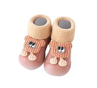 Scarpe per calzini per neonati, calde, per attività all'aperto, per bambini a partire da 1 anno, con motivi a fumetto, antiscivolo, suola morbida per bambini, calzini traspiranti, Colore: rosa., 22.5