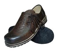 Scarpe per costume tradizionale bavarese, in pelle liscia, marrone anticata, liscia, con lacci, in pelle, da uomo, marrone, 45 EU