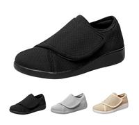 Scarpe per diabetici, da uomo, extra larghi, comode, antiscivolo, in rete, suola morbida, per il tempo libero, leggere, traspiranti, ortopediche, assorbimento degli urti, scarpe senza lacci, Nero , 39