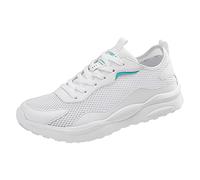 Scarpe per diabetici da uomo, modello estivo, in rete, traspiranti, comode e antiscivolo, con lacci, grandi, casual, da uomo, in pelle, bianco, 42 EU 3X-Stretta