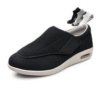 Scarpe per Diabetici da Uomo,Regolabili Ampia Gamma Traspiranti Scarpe da Passeggio per Piedi Gonfi(Noir,42EU)