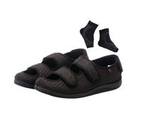 Scarpe per Il Piede Diabetico, Scarpe da Uomo per Diabetici Facili da Chiudere Regolabili Traspiranti Extra Larghe, Comode Piedi Gonfi Antiscivolo Ortopediche Camminare, Artrite, Edema(Coffee,36 EU)