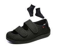 Scarpe per Il Piede Diabetico, Scarpe da Uomo per Diabetici Facili da Chiudere Regolabili Traspiranti Extra Larghe, Comode Piedi Gonfi Antiscivolo Ortopediche Camminare, Artrite, Edema(Black,47 EU)
