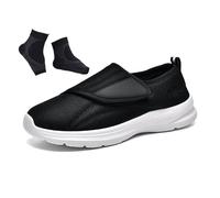 Scarpe Per Il Piede Diabetico, Scarpe Per Diabetici Regolabili Extra Larghe Traspiranti E Antiscivolo Da Uomo, Camminata Comoda Con Punta Chiusa Che Allarga E Ingrassa, Fascite Plantare(Black White,36